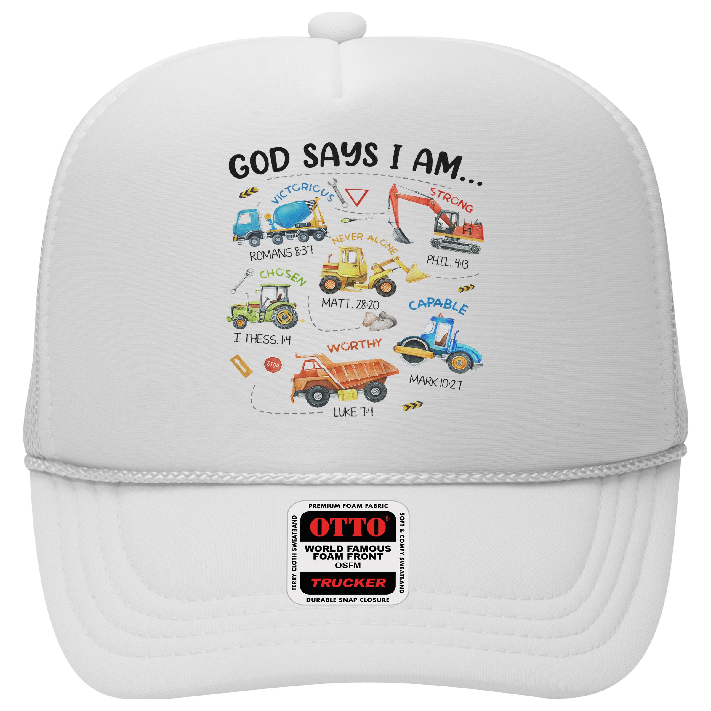God Says I Am Construction Bible Verse Truck Hat
