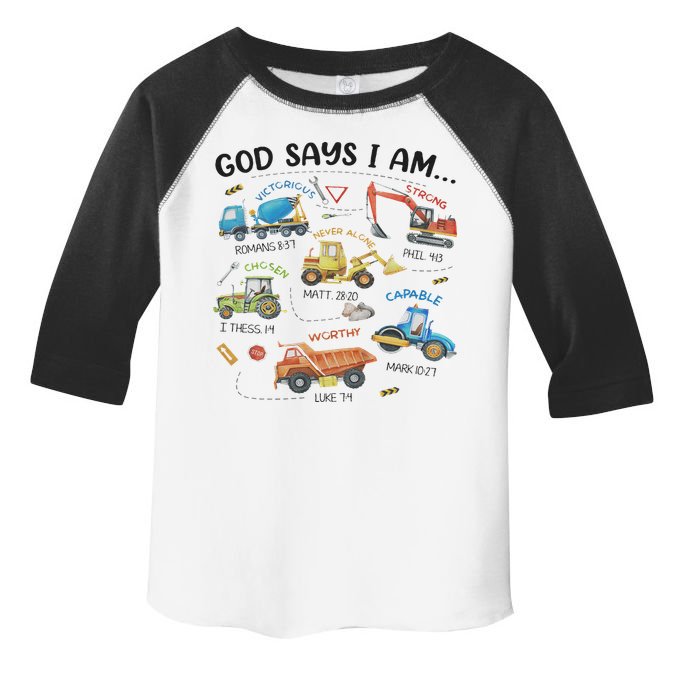 God Says I Am Construction Bible Verse Truck Toddler Fine Jersey T-Shirt