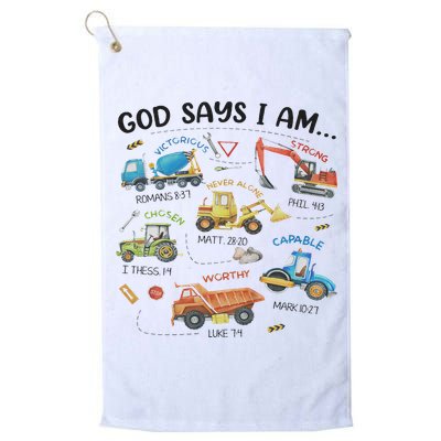 God Says I Am Construction Bible Verse Truck Golf Towel