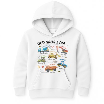 God Says I Am Construction Bible Verse Truck Kids Hoodie