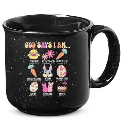 God Says I Am Easter Eggs Bunny Chick Easter Day Bible 15oz Campfire Ceramic Mug