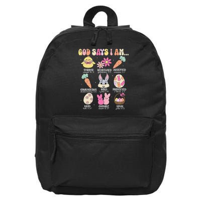 God Says I Am Easter Eggs Bunny Chick Easter Day Bible 16 in Basic Backpack