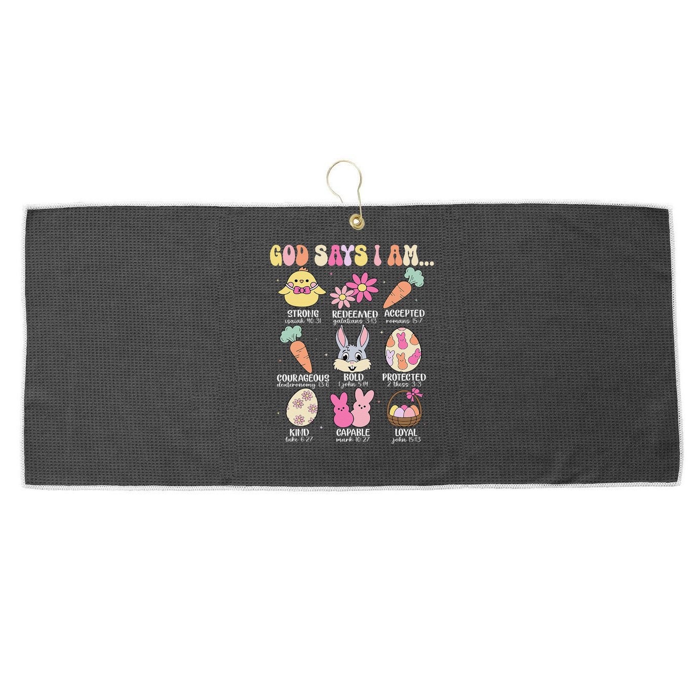 God Says I Am Easter Eggs Bunny Chick Easter Day Bible Large Microfiber Waffle Golf Towel