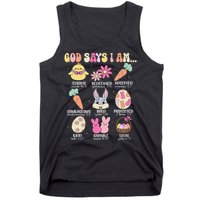 God Says I Am Easter Eggs Bunny Chick Easter Day Bible Tank Top