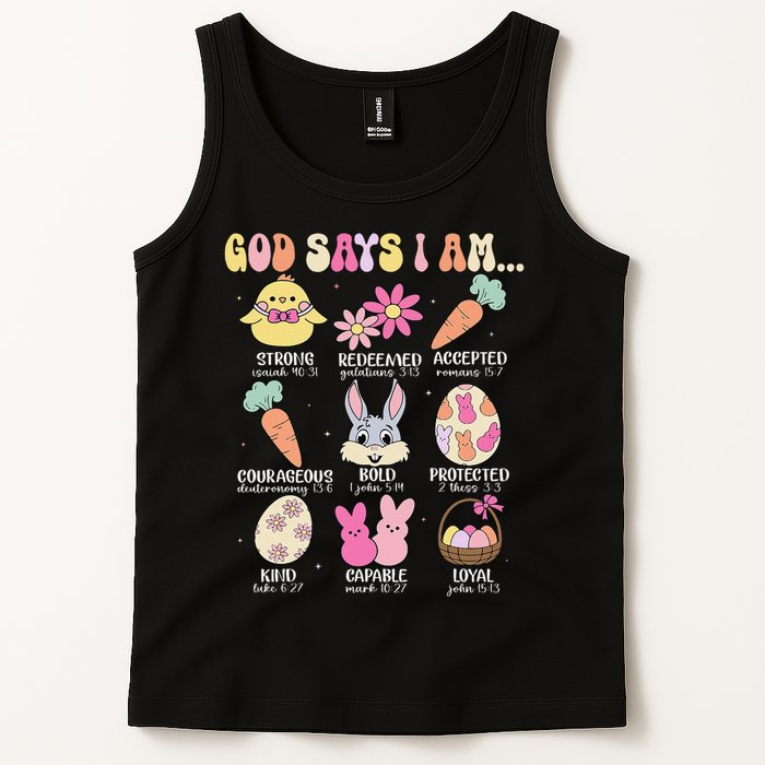 God Says I Am Easter Eggs Bunny Chick Easter Day Bible Tank Top