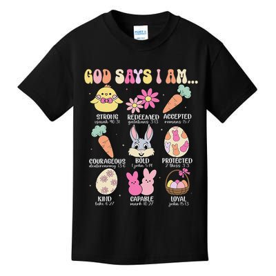 God Says I Am Easter Eggs Bunny Chick Easter Day Bible Kids T-Shirt