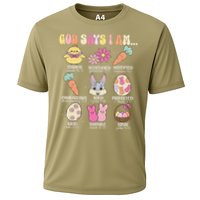 God Says I Am Easter Eggs Bunny Chick Easter Day Bible Cooling Performance Crew T-Shirt