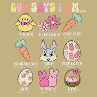 God Says I Am Easter Eggs Bunny Chick Easter Day Bible Cooling Performance Crew T-Shirt