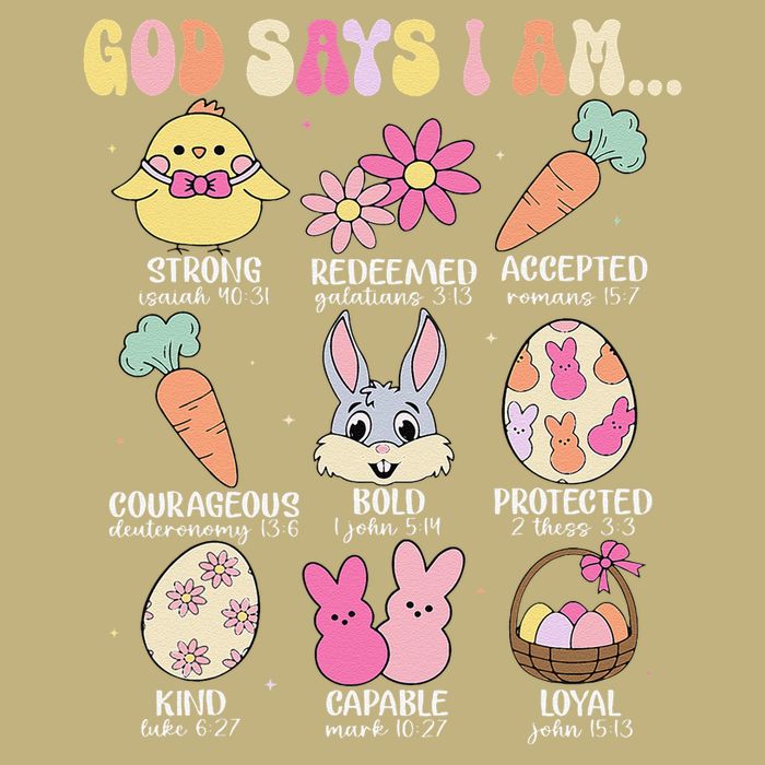 God Says I Am Easter Eggs Bunny Chick Easter Day Bible Cooling Performance Crew T-Shirt
