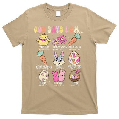 God Says I Am Easter Eggs Bunny Chick Easter Day Bible T-Shirt