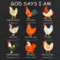 God Says I Am Bible Verse Christian Farm Chickens Religious 7 Panel Mesh Trucker Snapback Hat