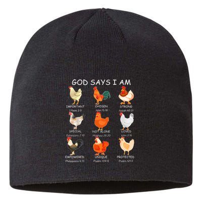 God Says I Am Bible Verse Christian Farm Chickens Religious Sustainable Beanie