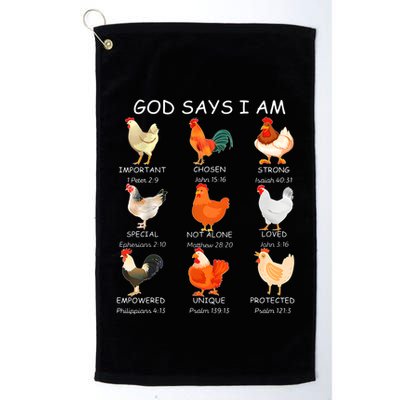 God Says I Am Bible Verse Christian Farm Chickens Religious Golf Towel