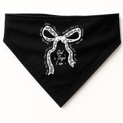 God Says I Am Lace Coquette Bow Christian Bible Verse Jesus USA-Made Doggie Bandana