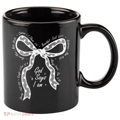 God Says I Am Lace Coquette Bow Christian Bible Verse Jesus 11oz C Handle Ceramic Mug