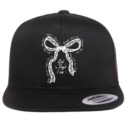 God Says I Am Lace Coquette Bow Christian Bible Verse Jesus Flatbill Hat