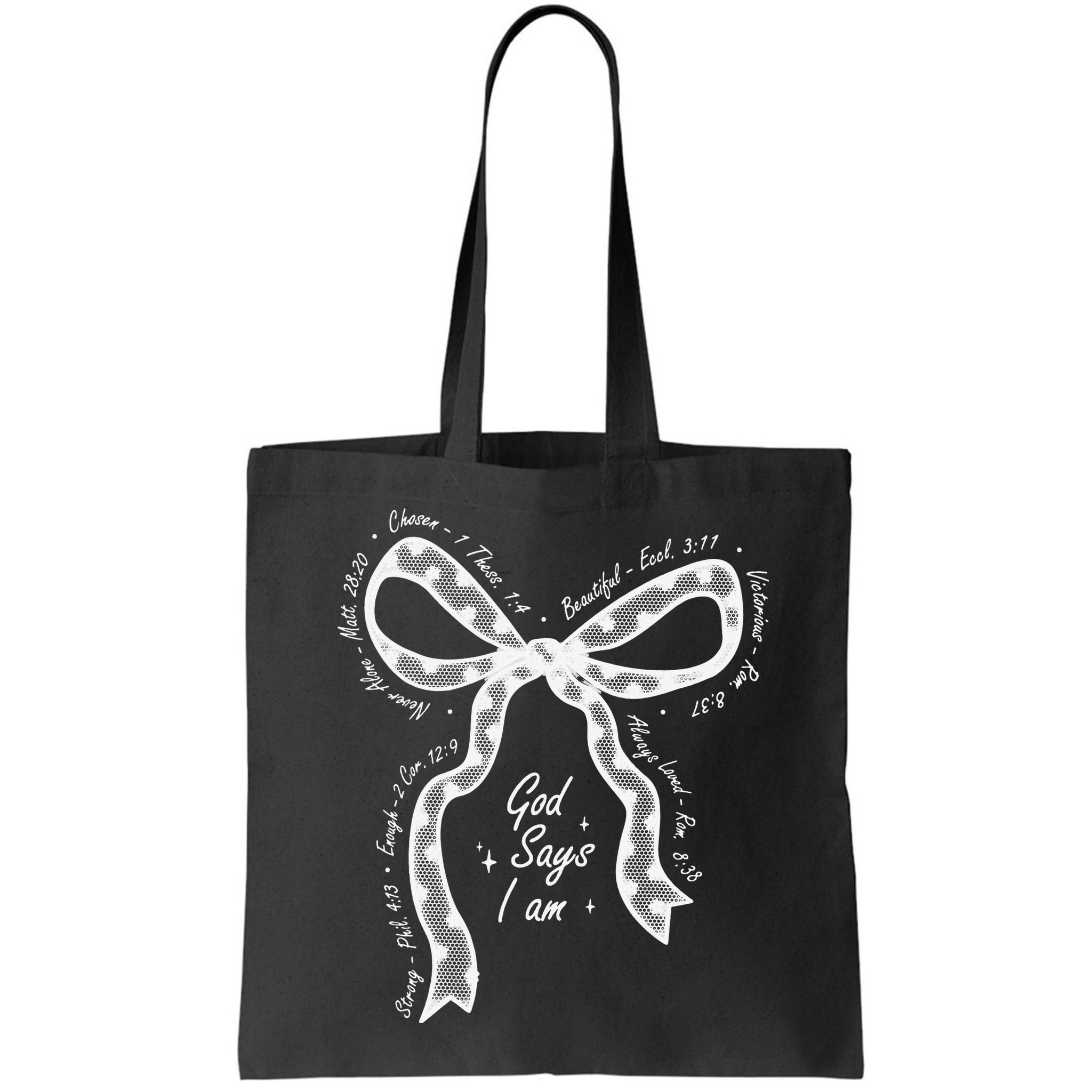 God Says I Am Lace Coquette Bow Christian Bible Verse Jesus Bag