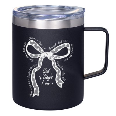 God Says I Am Lace Coquette Bow Christian Bible Verse Jesus 12oz Stainless Steel Coffee Mug