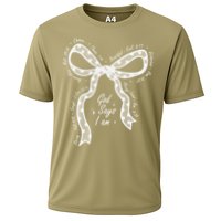 God Says I Am Lace Coquette Bow Christian Bible Verse Jesus Cooling Performance Crew T-Shirt