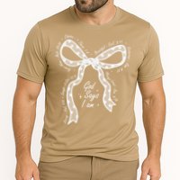God Says I Am Lace Coquette Bow Christian Bible Verse Jesus Cooling Performance Crew T-Shirt