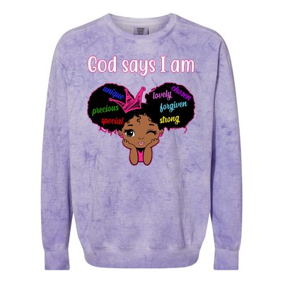 God Say I Am Black Female Colorblast Crewneck Sweatshirt