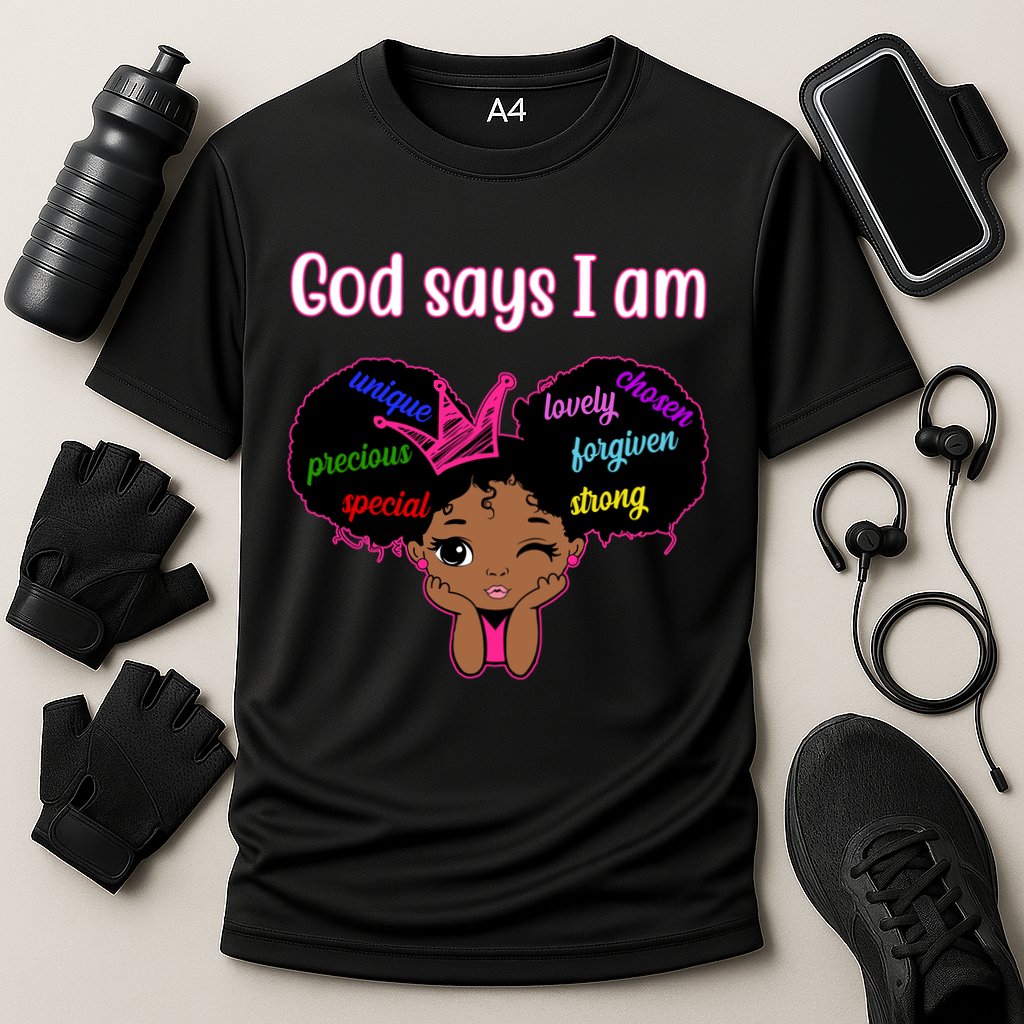God Say I Am Black Female Cooling Performance Crew T-Shirt