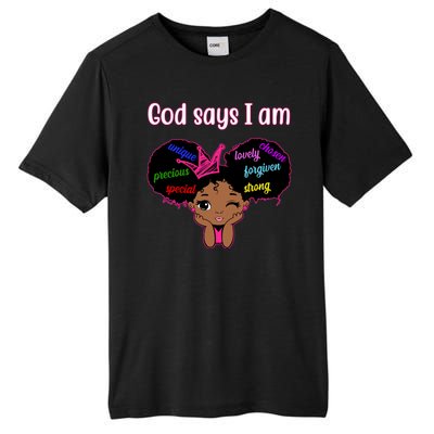 God Say I Am Black Female Tall Fusion ChromaSoft Performance T-Shirt