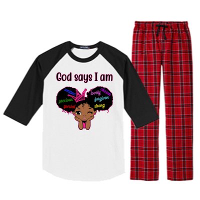 God Say I Am Black Female Raglan Sleeve Pajama Set