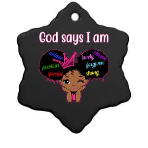 God Say I Am Black Female Ceramic Star Ornament