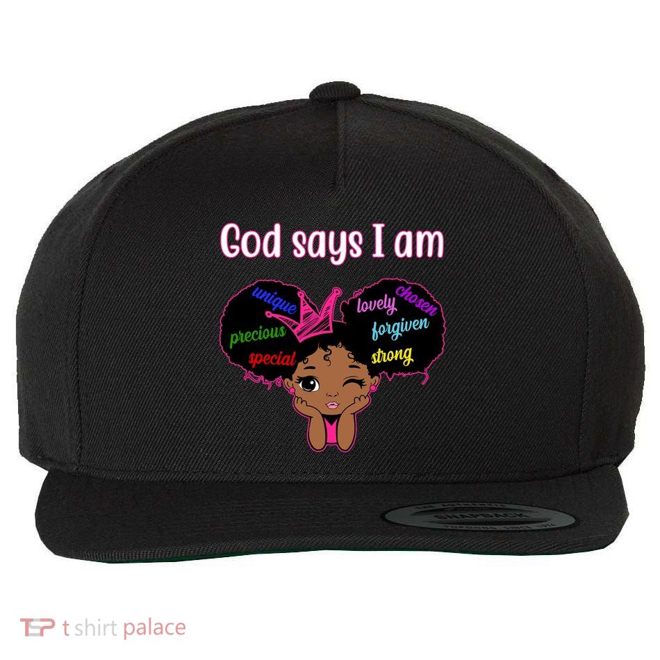 God Say I Am Black Female Wool Snapback Cap