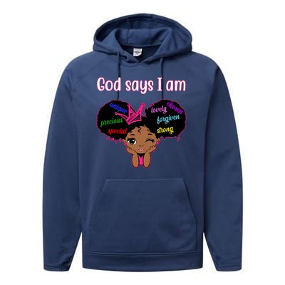 God Say I Am Black Female Performance Fleece Hoodie