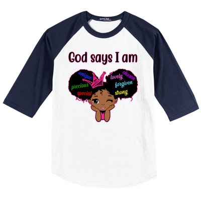 God Say I Am Black Female Baseball Sleeve Shirt