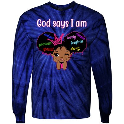 God Say I Am Black Female Tie-Dye Long Sleeve Shirt