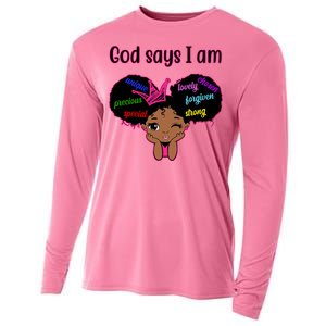 God Say I Am Black Female Cooling Performance Long Sleeve Crew