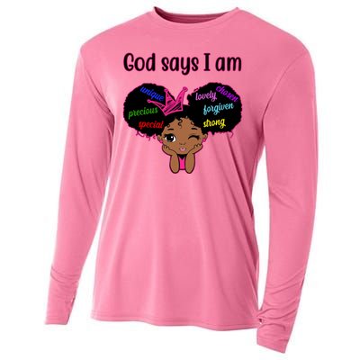 God Say I Am Black Female Cooling Performance Long Sleeve Crew