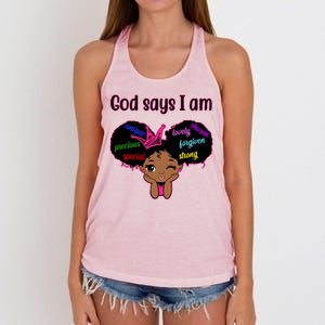 God Say I Am Black Female Women's Knotted Racerback Tank