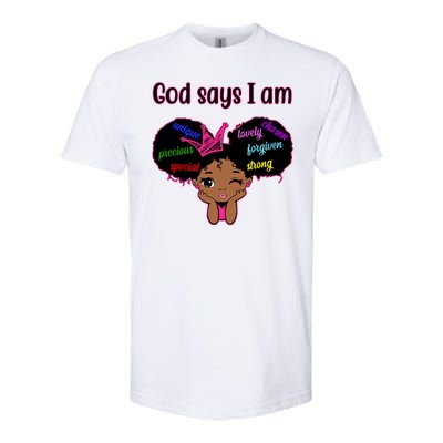 God Say I Am Black Female Softstyle® CVC T-Shirt