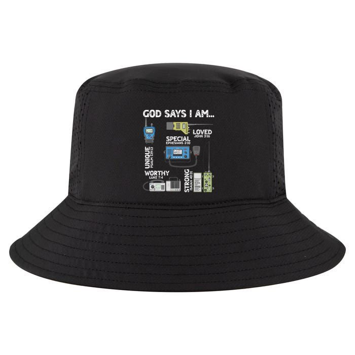 God Says I Am Ham Radio Lover Christian Cool Comfort Performance Bucket Hat