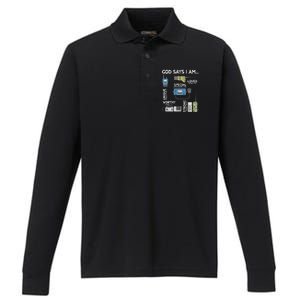 God Says I Am Ham Radio Lover Christian Performance Long Sleeve Polo