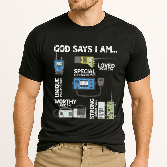 God Says I Am Ham Radio Lover Christian Performance Shirt