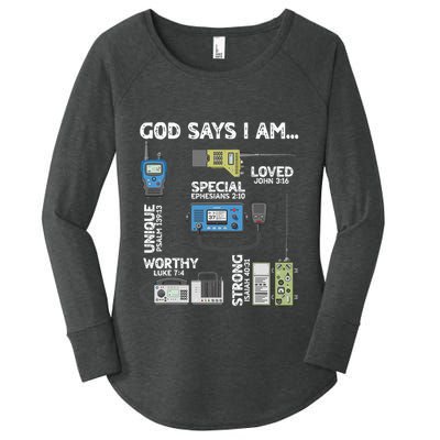 God Says I Am Ham Radio Lover Christian Women's Perfect Tri Tunic Long Sleeve Shirt