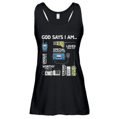 God Says I Am Ham Radio Lover Christian Ladies Essential Flowy Tank