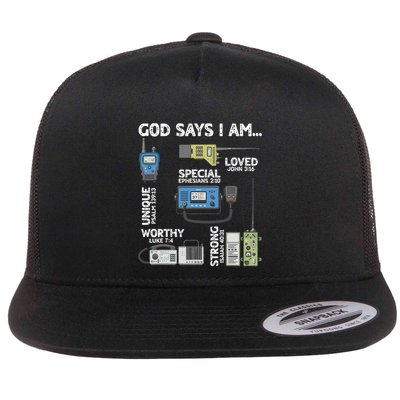 God Says I Am Ham Radio Lover Christian Flatbill Hat