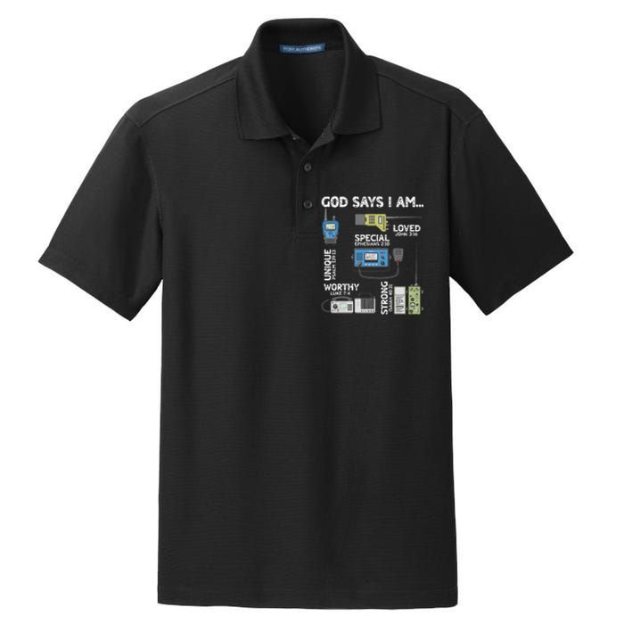 God Says I Am Ham Radio Lover Christian Dry Zone Grid Polo