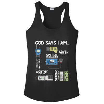 God Says I Am Ham Radio Lover Christian Ladies PosiCharge Competitor Racerback Tank