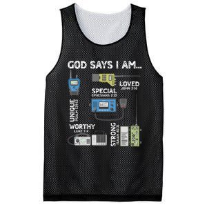 God Says I Am Ham Radio Lover Christian Mesh Reversible Basketball Jersey Tank