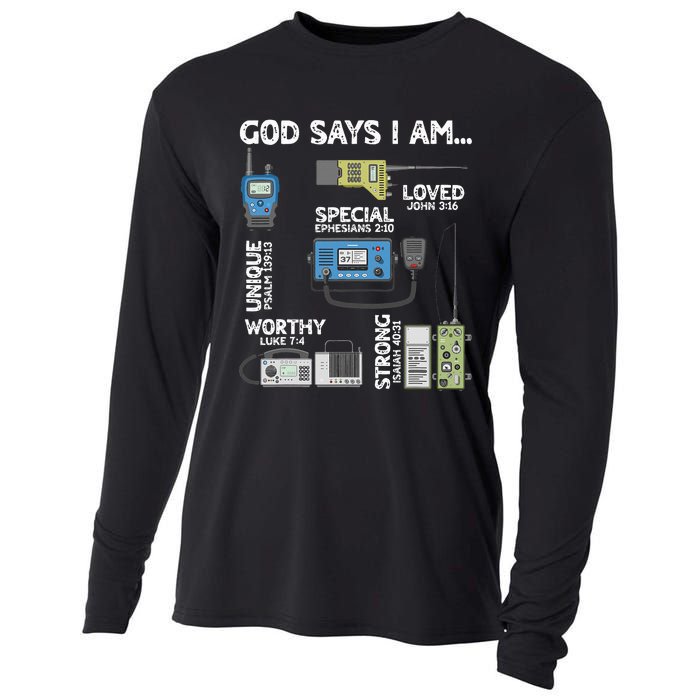 God Says I Am Ham Radio Lover Christian Cooling Performance Long Sleeve Crew