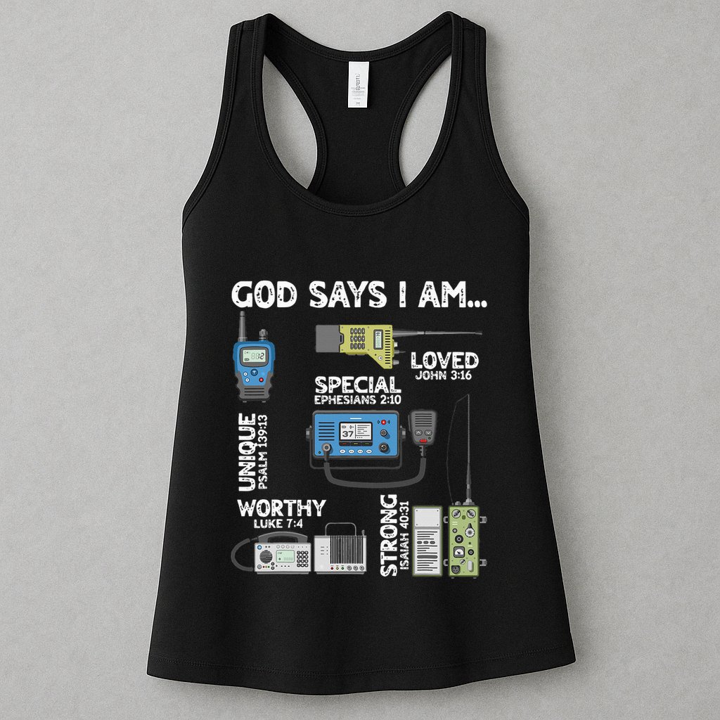 God Says I Am Ham Radio Lover Christian Womens Tank Top