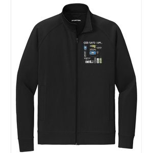 God Says I Am Ham Radio Lover Christian Stretch Full-Zip Cadet Jacket