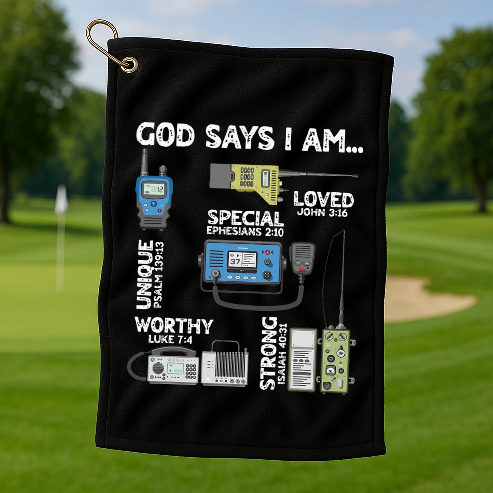 God Says I Am Ham Radio Lover Christian Golf Towel
